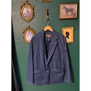 Vintage Duluth Trading Co. Denim Barn Coat Blazer Chore Coat Size Medium Blue